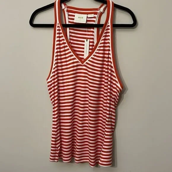 Anthropologie I Maeve V-Neck Tank Red Stripe - Picture 4 of 7
